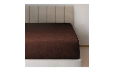 Frot&eacute; prostěradlo č.45 tm. hněd&aacute; 90x200
